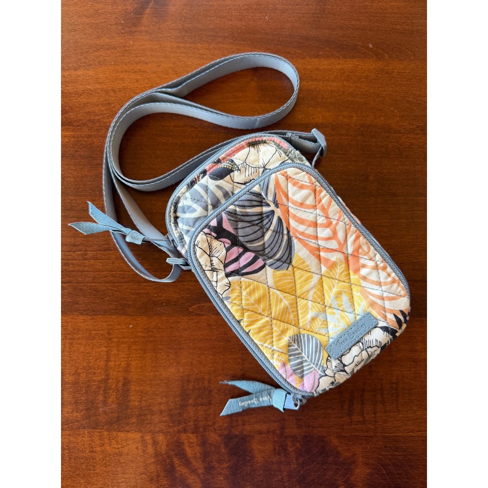 Vera Bradley Palm Floral RFID Wallet Phone Crossbody Bag Quilted Mini Travel